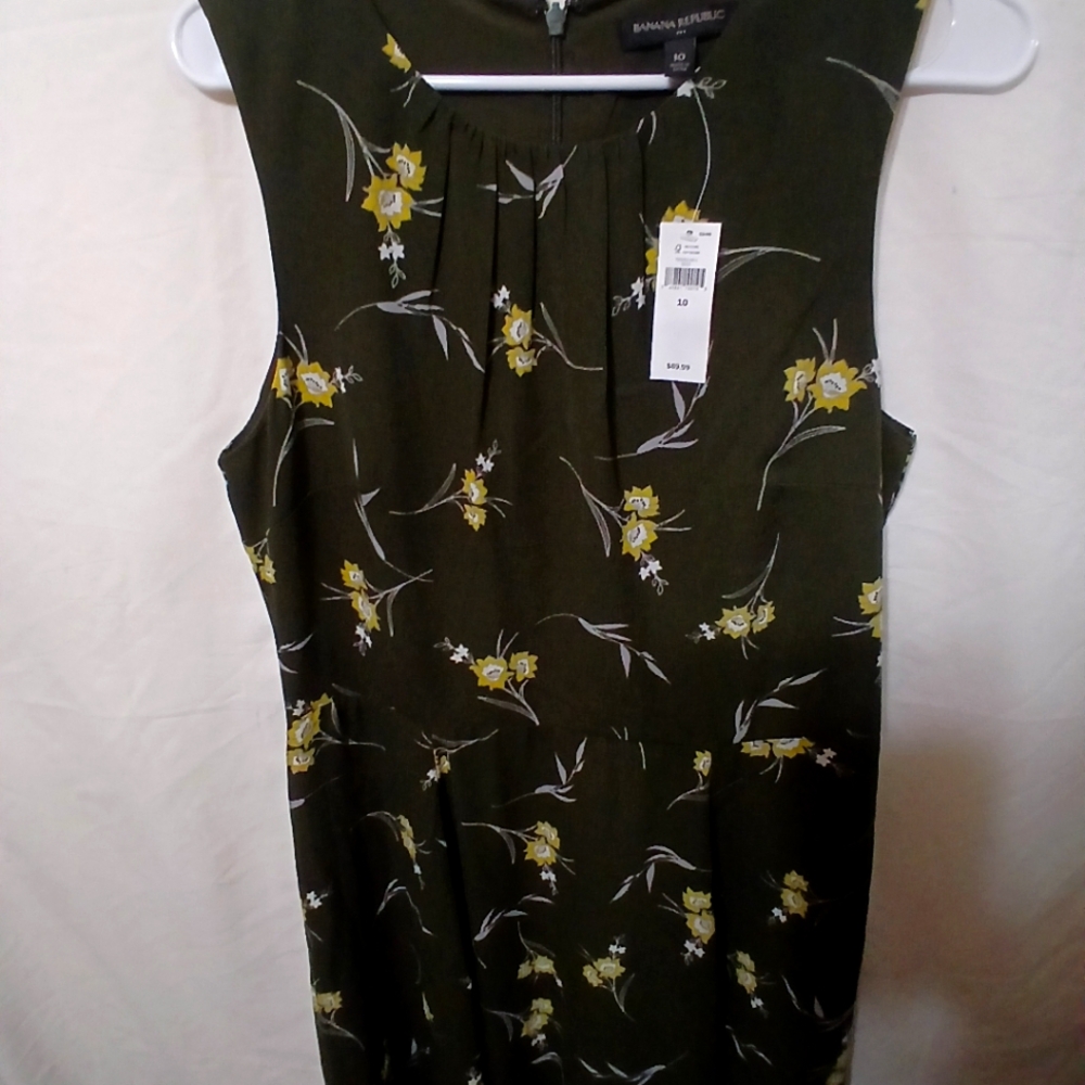 NWT Banana Republic green floral dress Sz 10